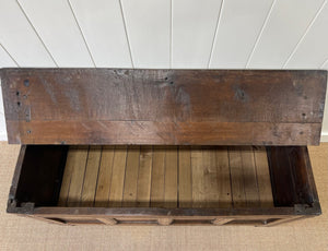 A Very Antique 18th Century English Oak Coffer or Trunk