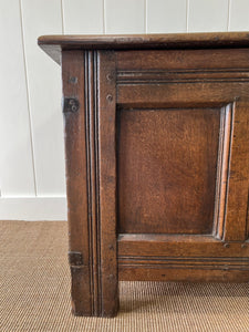 A Very Antique 18th Century English Oak Coffer or Trunk