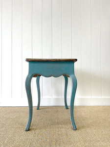A Vintage French Provincial Painted Blue Side Table