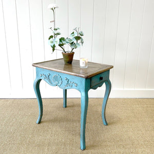 A Vintage French Provincial Painted Blue Side Table