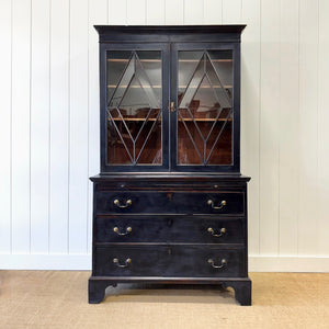 A 19th Century Ebonized Pine Bookcase Cabinet or Hutch