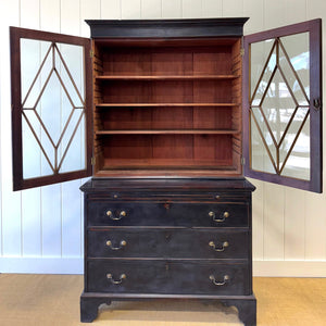 A 19th Century Ebonized Pine Bookcase Cabinet or Hutch