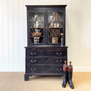 A 19th Century Ebonized Pine Bookcase Cabinet or Hutch