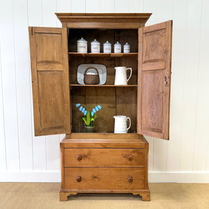 A 19th Century Shallow English Pine Linen Press or Cupboard