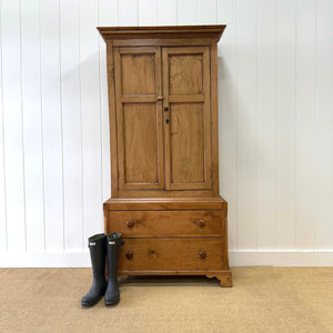 A 19th Century Shallow English Pine Linen Press or Cupboard