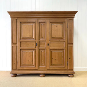 A Stunning, Truly Monumental Vintage Dutch Pine Linen Press Cupboard