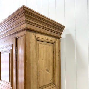 A Stunning, Truly Monumental Vintage Dutch Pine Linen Press Cupboard