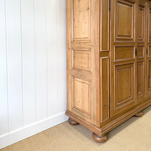 A Stunning, Truly Monumental Vintage Dutch Pine Linen Press Cupboard