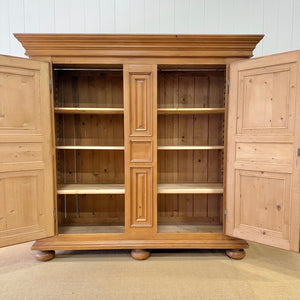 A Stunning, Truly Monumental Vintage Dutch Pine Linen Press Cupboard