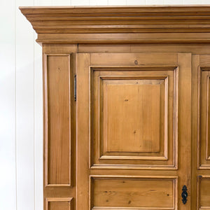 A Stunning, Truly Monumental Vintage Dutch Pine Linen Press Cupboard