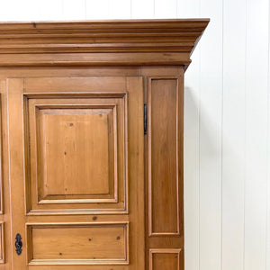 A Stunning, Truly Monumental Vintage Dutch Pine Linen Press Cupboard