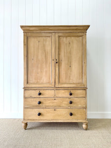A 19th Century English Pine Linen Press Cupboard