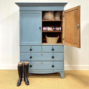 A 19th Century English Pine Linen Press Cupboard