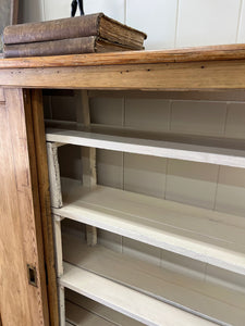 An English 19th Century Pitch Pine Sliding Door Bookcase