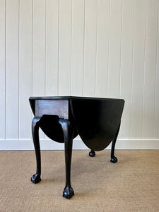 A Solid Mahogany English Ebonzied Ball and Claw Drop Leaf Table c1890 Draft
