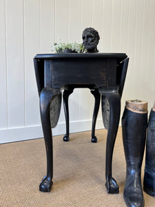 A Solid Mahogany English Ebonzied Ball and Claw Drop Leaf Table c1890 Draft