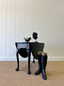 A Solid Mahogany English Ebonzied Ball and Claw Drop Leaf Table c1890 Draft