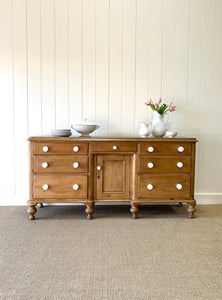 A Monumental English Country Pine Sideboard Buffet c1860