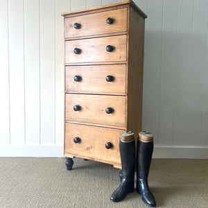 A Tall 19th Century English Pine Chest of Drawers/Dresser with Tulip Feet