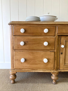 A Monumental English Country Pine Sideboard Buffet c1860