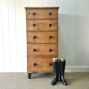 A Tall 19th Century English Pine Chest of Drawers/Dresser with Tulip Feet