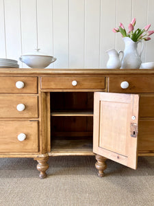 A Monumental English Country Pine Sideboard Buffet c1860