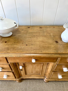 A Monumental English Country Pine Sideboard Buffet c1860