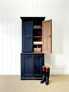 A Handsome English 19th Century Ebonized Pine Housekeeper's Cupboard