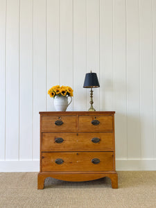 An Antique English Pine Chest of Drawers Dresser with Oval Brasses c1890