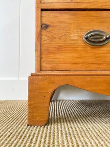 An Antique English Pine Chest of Drawers Dresser with Oval Brasses c1890
