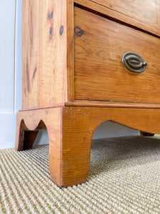 An Antique English Pine Chest of Drawers Dresser with Oval Brasses c1890