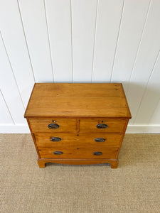 An Antique English Pine Chest of Drawers Dresser with Oval Brasses c1890