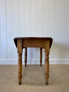 Antique English Country Pine Drop Leaf Table c1890