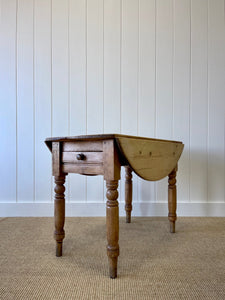 Antique English Country Pine Drop Leaf Table c1890