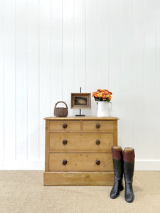 An Antique English Pine Chest of Drawers Dresser c1890