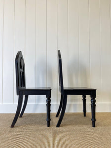 A Pair of Antique Painted English Pine 19th Century Hall Chairs