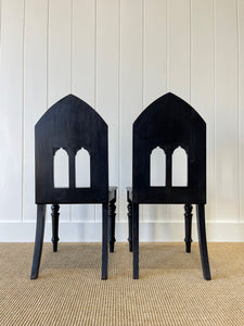 A Pair of Antique Painted English Pine 19th Century Hall Chairs