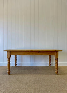 Vintage English Country Pine Waxed 6ft Dining Harvest Table