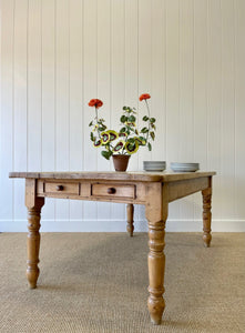 Vintage English Country Pine Waxed 6ft Dining Harvest Table