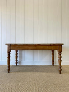 Vintage English Country Pine Waxed 5ft Dining Harvest Table