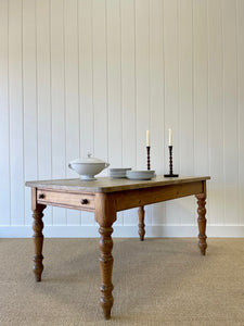 Vintage English Country Pine Waxed 5ft Dining Harvest Table