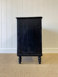 An Antique English Ebonized Black Chest of Drawers Dresser c1890