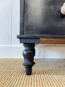An Antique English Ebonized Black Chest of Drawers Dresser c1890