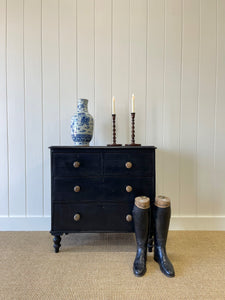 An Antique English Ebonized Black Chest of Drawers Dresser c1890