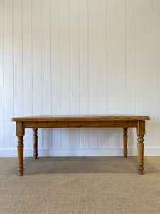 Vintage English Country Pine Waxed 6ft Dining Harvest Table
