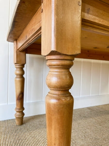 Vintage English Country Pine Waxed 6ft Dining Harvest Table