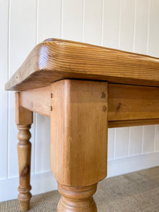 Vintage English Country Pine Waxed 6ft Dining Harvest Table