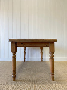 Vintage English Country Pine Waxed 6ft Dining Harvest Table