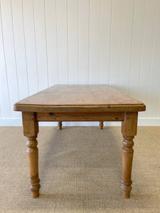 Vintage English Country Pine Waxed 6ft Dining Harvest Table