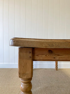 Vintage English Country Pine Waxed 6ft Dining Harvest Table